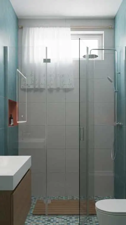 Foto puerta batiente vidrio templado baño Rosales Bogotá