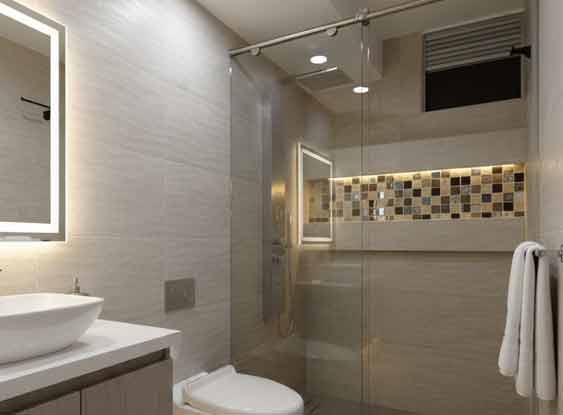 Foto división de baño corrediza y herrajes en acero inoxidable